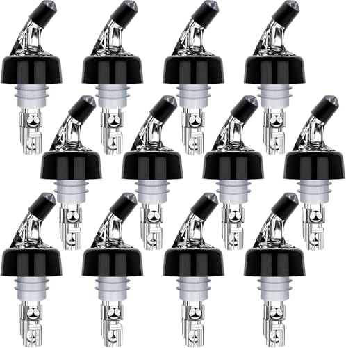 LINALL Clear 12 Pack Automatic Liquor Bottle Pourers 1oz Shot Measure for Home Bar