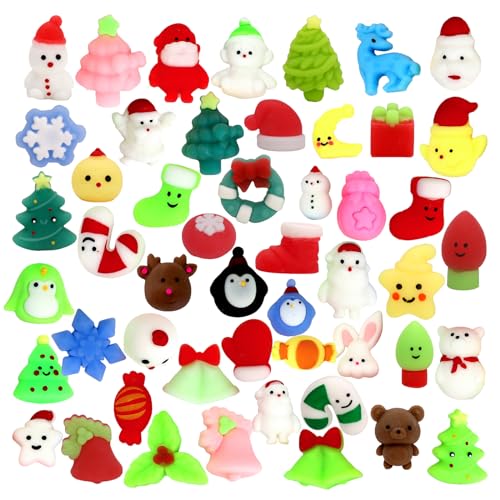 Christmas Mochi Squishy Toys Set of 50 - Stress Relief & Party Favors