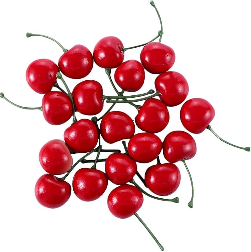 20pcs Lifelike Artificial Cherries for Home Decoration & Crafts