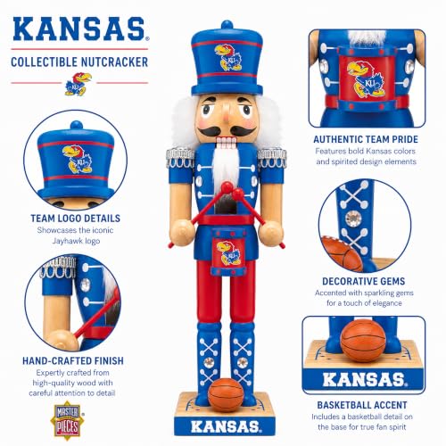 Kansas Jayhawks 12-Inch Wooden Nutcracker Figurine - Hand-Crafted Sports Decor