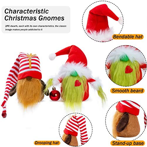 Christmas Gnome Decorations 2-Pack Handmade Scandinavian Plush Ornaments