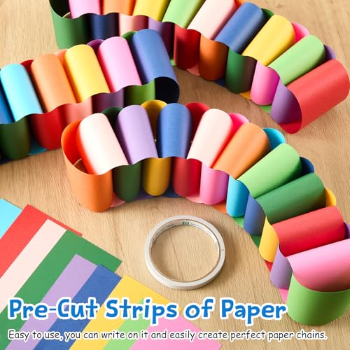 240-Piece Paper Chain Garland Kit with Mirror Star Banners for DIY Parties