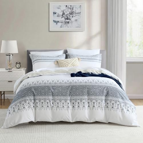 Boho Cotton Queen Duvet Cover 90"x90" - 3 Piece Bedding Set