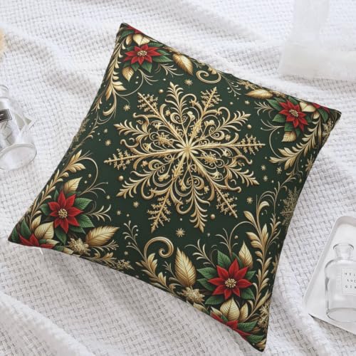 Ideaize Christmas Pillowcase 20x20 Velvet Snowflake Trim – Color-33