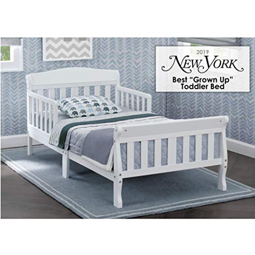 Wooden Toddler Bed Frame - Low-to-Ground Kids Bed, White