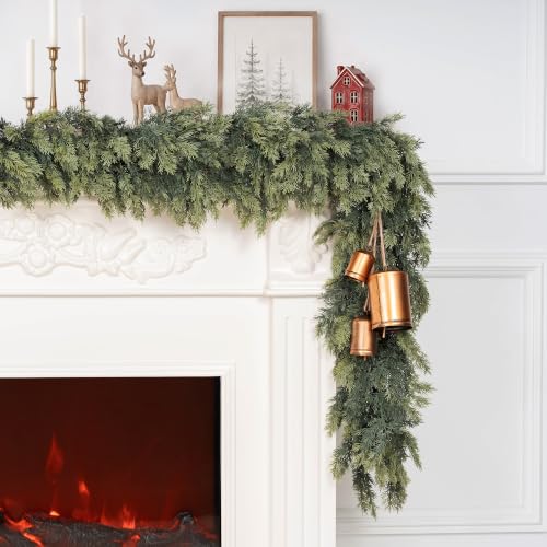 Senjie 6FT Real Touch Cedar Garland - Lush Christmas Decor, 6FT