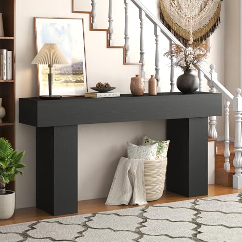 63-Inch Farmhouse Console Table, Narrow Wood Sofa Table for Entryway