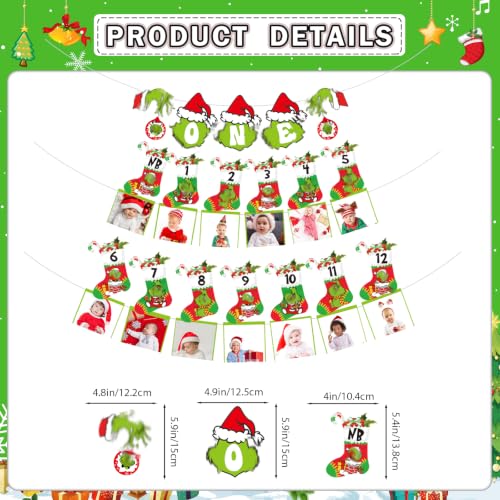 First Christmas Baby Photo Banner & Milestone Cards - Holiday Baby Decorations