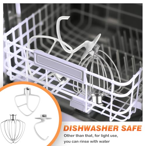 FOKIEE White & Silver 3-Piece KitchenAid 5QT Tilt-Head Mixer Attachments Set