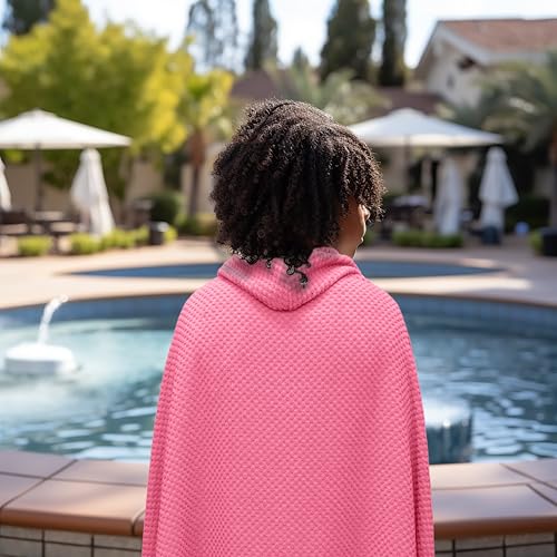 Kids Hooded Bath Towel - 100% Cotton Oversized Waffle Weave Wrap (30x56)