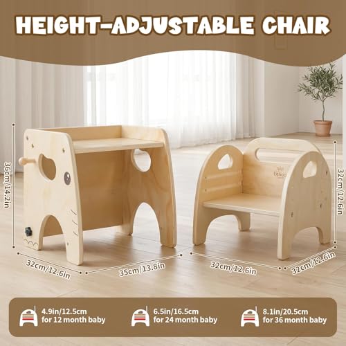 Adjustable Wooden Montessori Table and Chair Set for Toddlers