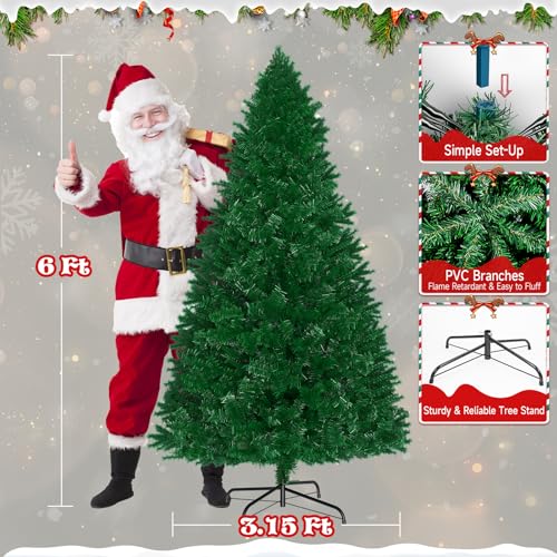 6ft Pre-Lit Full Artificial Christmas Tree with 250 Warm LED Lights