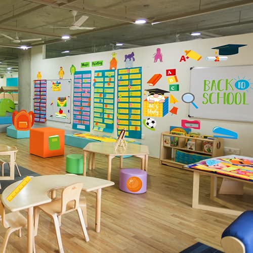 Back to School Window Clings - 8 Sheets Reusable Static Stickers