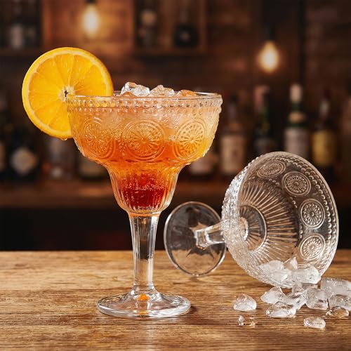 Pumtus 4 Pack 12oz Vintage Clear Glass Coupe Cocktail & Margarita Glasses