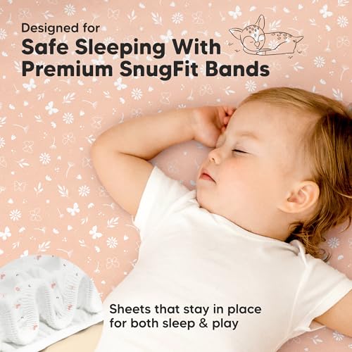 KeaBabies Pack and Play Fitted Sheets 2-Pack - Soft Bamboo Viscose (38x26 in)