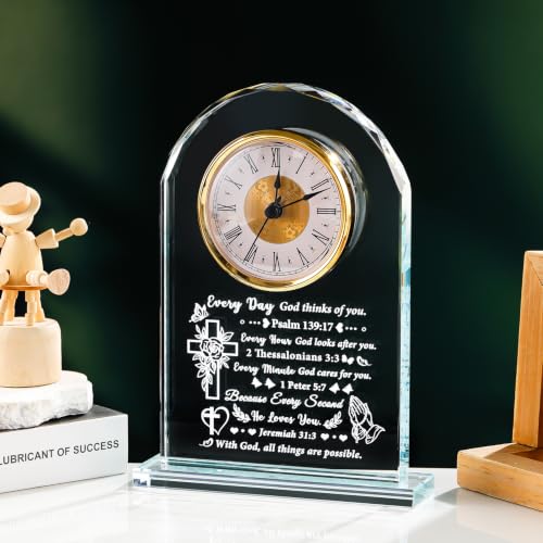 Christian Gifts for Women Men: Glass Clock with Bible Verse (Variation: Christian Gifts) – Inspirational Home Decor
