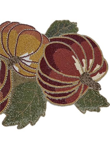 Halloween Beaded Table Runner 36 x 14 in - Fall Yellow Orange Green Red Decor