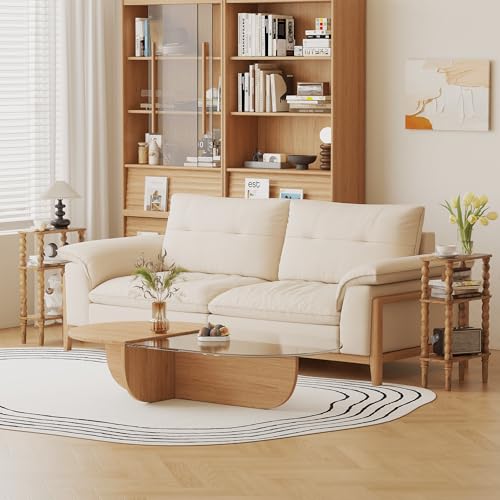 3-Tier Narrow Side Table with Storage Shelf, Rustic Brown End Table