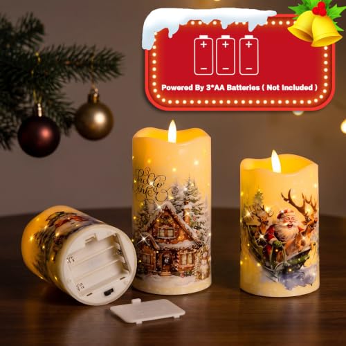 QRF Snowman Christmas Flameless Candles with Remote – Battery-Operated Fiber Optic 3D Wick