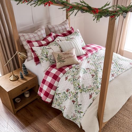 Levtex Home Tinsel Tidings Full/Queen Quilt - Reversible Cotton 88x92in Christmas
