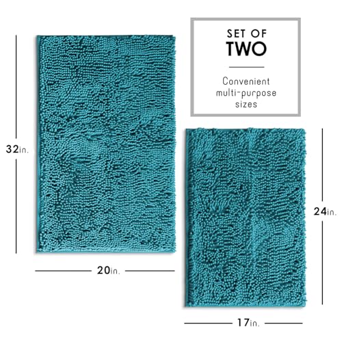 Hearth & Harbor Chenille Bathroom Rug Set, Non-Slip Quick Dry Bath Mats