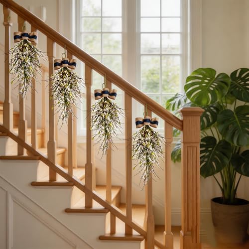 2-Piece Artificial Forsythia Teardrop Swag, 21-Inch Spring Floral Door Decor
