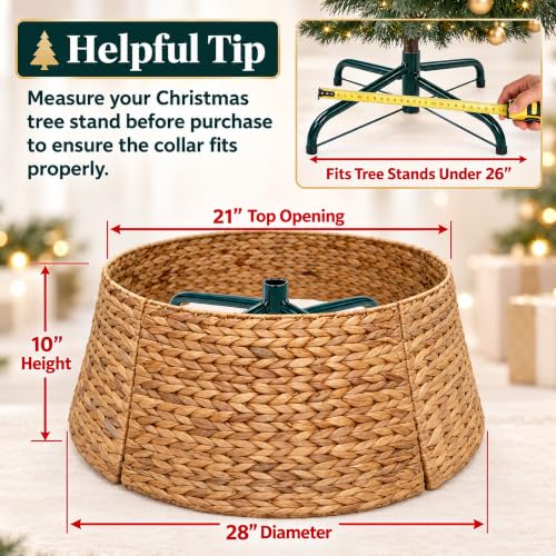 YCICI 28 Inch Christmas Tree Collar – Water Hyacinth Woven Tree Stand Cover