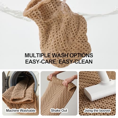 Sunfly Boho Waffle Bath Mat 20x30 Non-Slip Absorbent Khaki