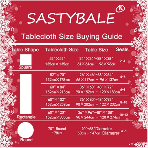 Christmas Vinyl Tablecloth 52x70 Rectangle - Waterproof, Flannel Back Red