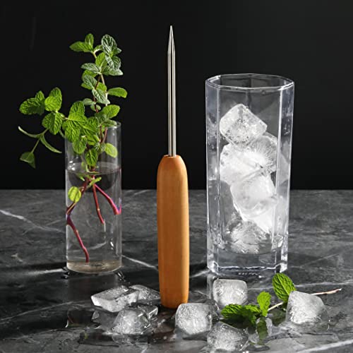 Carbon Steel Ice Pick with Hardwood Handle - 7.5 Inch Bar & Kitchen Ice Breaker