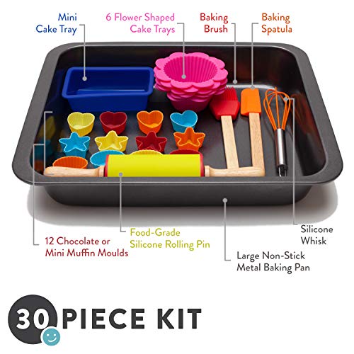 30-Piece Kids Real Baking Tools and Child-Sized Cookware Set