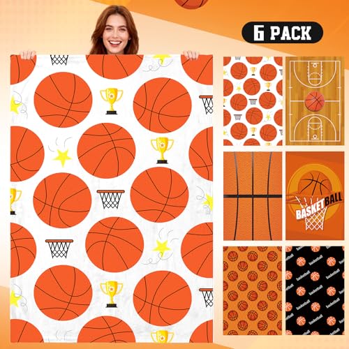 6 Pcs Christmas Basketball Throw Blanket Set 40x60 Inch Gifts for Sports Fans