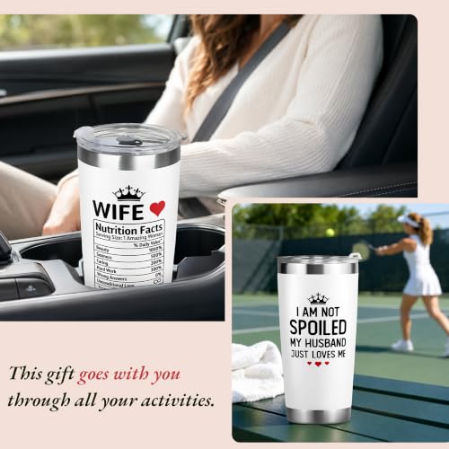 20 Oz White Wife Mug Tumbler - Anniversary & Birthday Gift from Husband