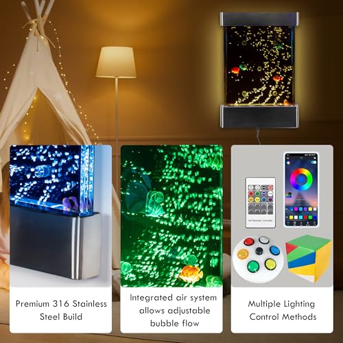 16x24 Inch LED Water Bubble Wall, Stainless Steel Sensory Decor