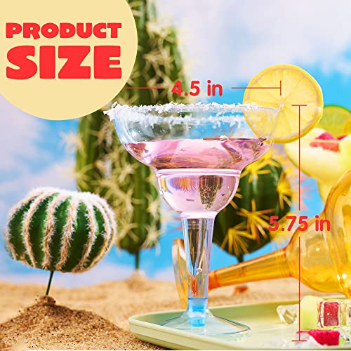 JOYIN 36 Pack Neon Plastic Margarita Glasses Cups 12 oz Disposable Cinco de Mayo Fiesta Party Supplies