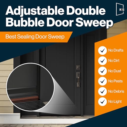Adjustable Double Bubble Door Sweep & Draft Stopper - 36" x 1 3/4", Black