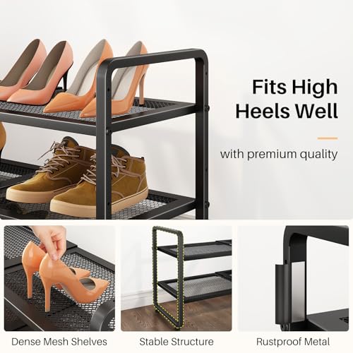 SNTD Expandable Metal Shoe Rack for Closet & Entryway - 2-Tier Stackable Adjustable Storage