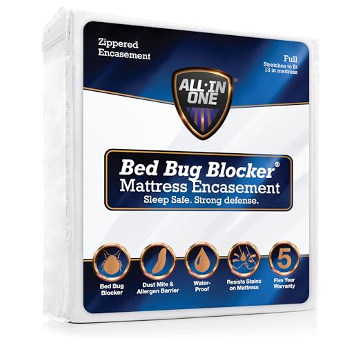 Bed Bug Blocker Zippered Mattress Protector Encasement - Full, White