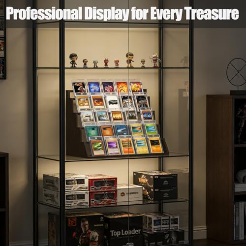 5-Tier Wooden Graded Trading Card Display Stand for Sports Cards