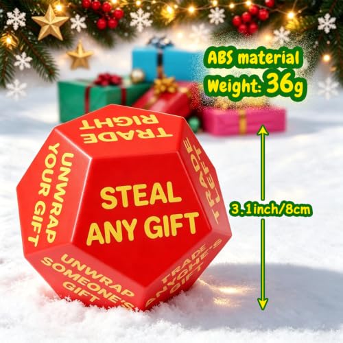 Santa Swap Gift Exchange Dice — 12-Sided White Elephant Party Game