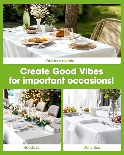 White Disposable Plastic Tablecloths 12 Pack - 54 x 108 Inch PEVA Table Covers