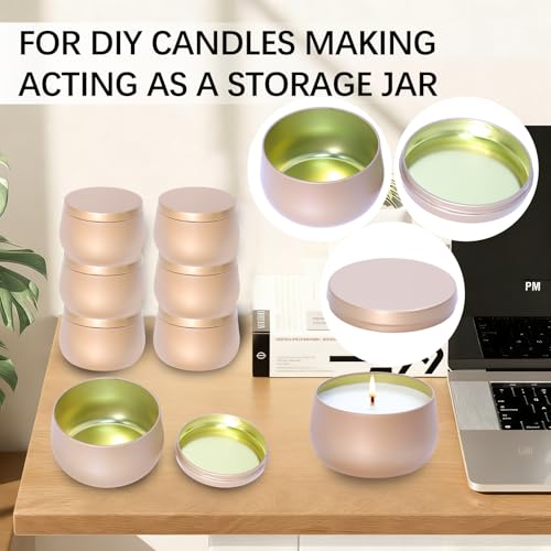 8oz Dark Gold Candle Tins - 24 Pack Metal Containers for DIY