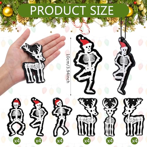 24 Gothic Skeleton Christmas Ornaments - Spooky Holiday Tree Decorations