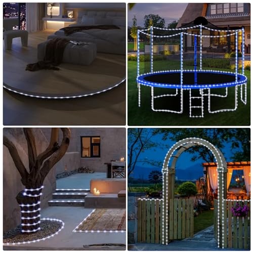 100ft LED Rope Lights, Waterproof Flexible String Lights with 8 Modes
