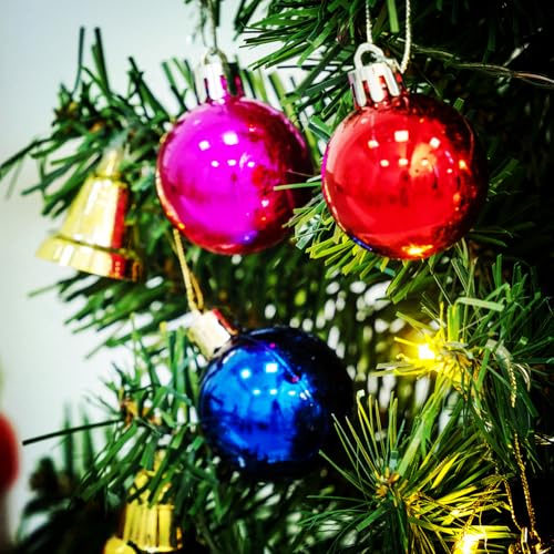 HUAERYOUYUE 24 Inch Dark Green Mini Christmas Tree with LED Lights & Ornaments