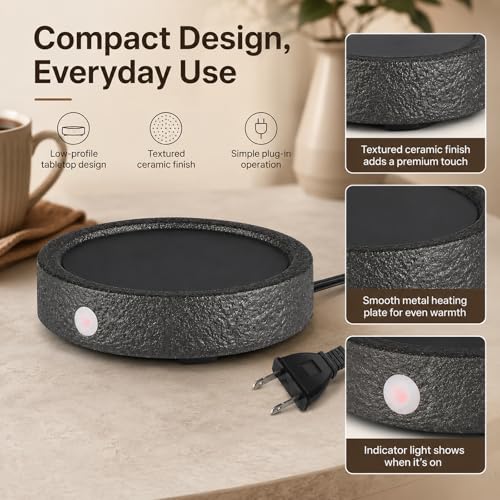 MOCOSA Black Candle Warmer Plate for Candles & Beverages, No Cup Included