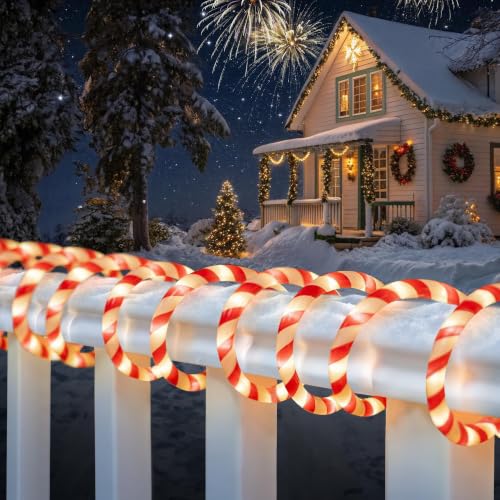 Candy Cane Christmas Lights 33ft 240 LED with 8 Modes – Warm White
