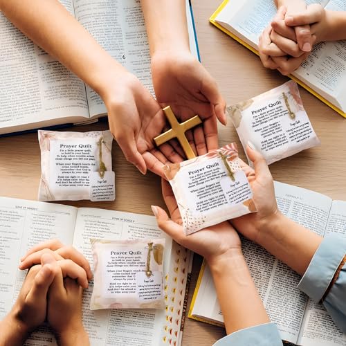 Mini Prayer Quilt Set - 6 Pocket Squares with Cross & Scripture