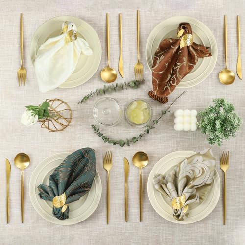 Gold Laurel Leaf Napkin Rings, Set of 12 Solid Metal Table Decor