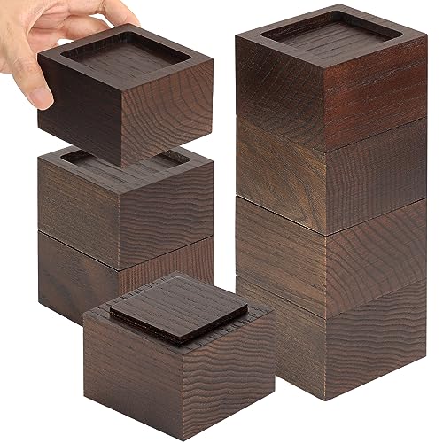 Set of 8 Wooden Bed Risers - 2 Inch Height, Non-Slip Design